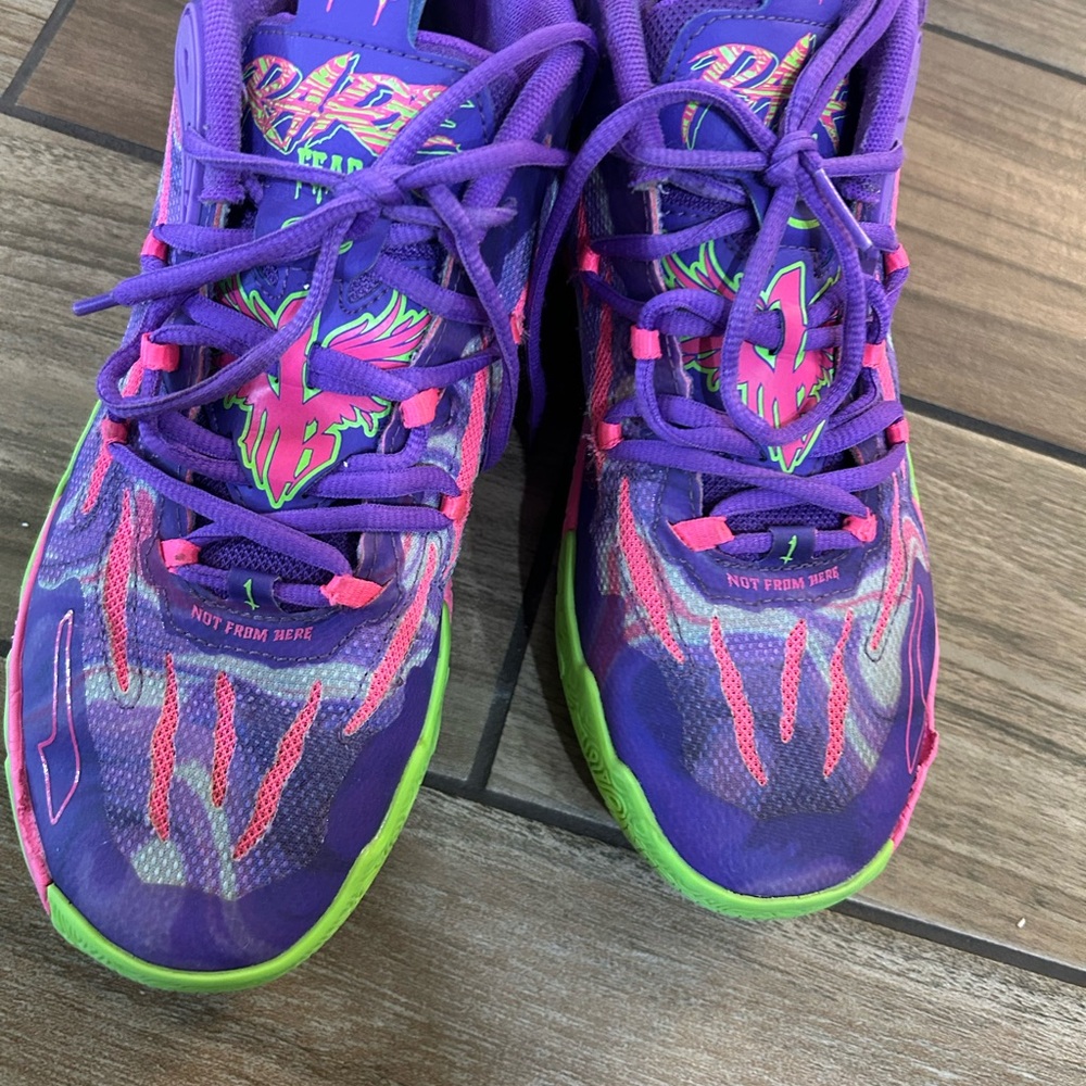 Puma Lamelo Purple and Green men’s basketball  sneakers size 7 - Picture 7 of 8